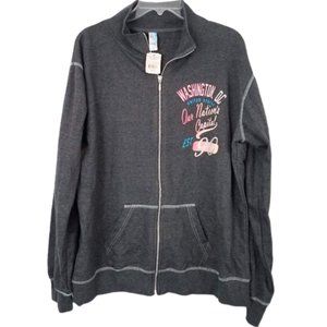 WASHINGTON DC Black Heather Zip Sweat Shirt Jacket - Women's 2 XL